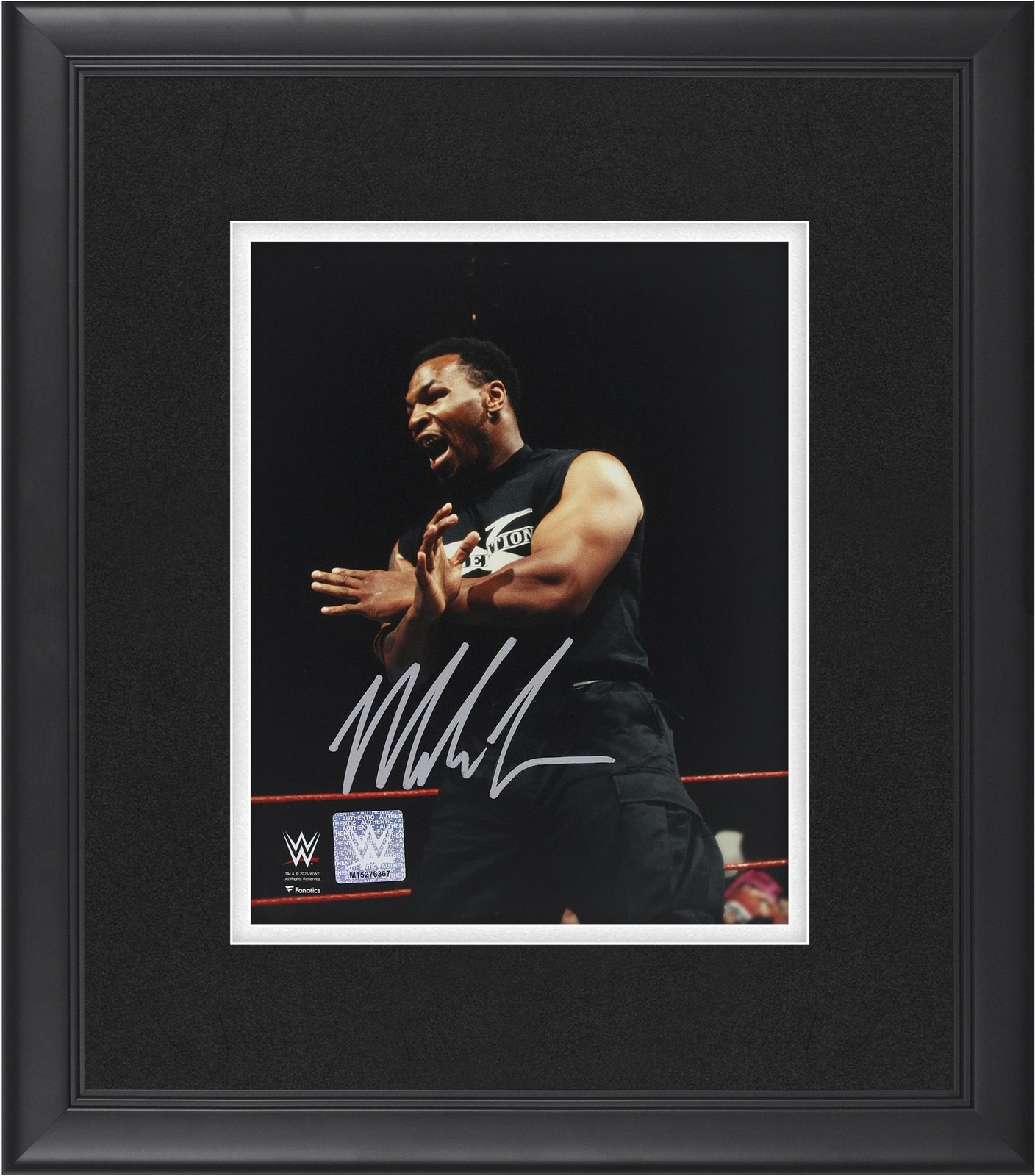 Mike Tyson WWE Framed Autographed 8″ x 10″ Cross Armed X-Chop Photograph