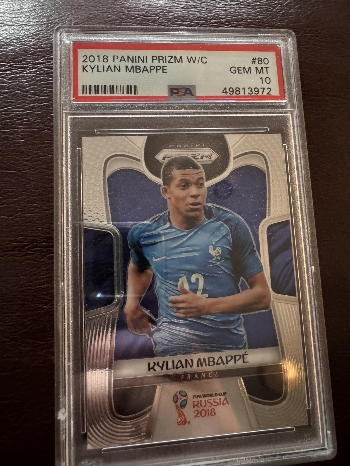 2018 PANINI PRIZM WORLD CUP #80 KYLIAN MBAPPE RC ROOKIE PSA 10