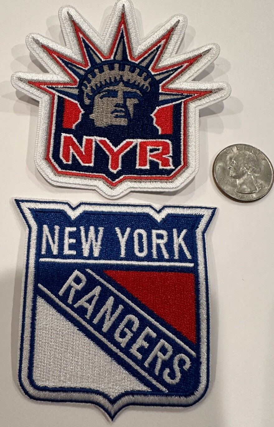 2-NEW YORK RANGERS VINTAGE STYLE EMBROIDERED IRON ON PATCHES 3.5”x 3.5” & 3”x 3”
