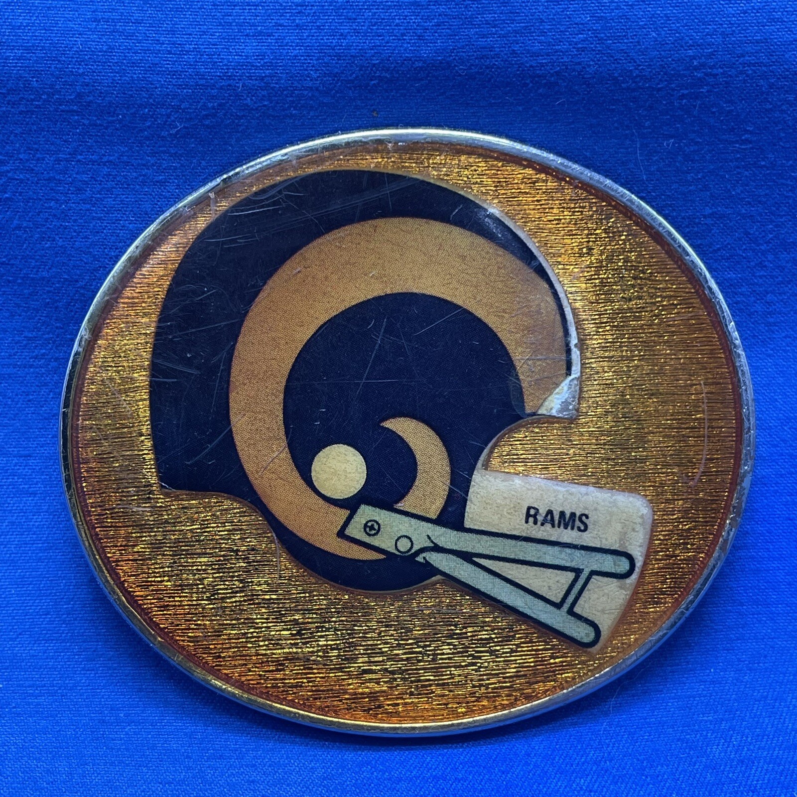 Vintage LA Rams Belt Buckle Enamel NFL Officially Licensed USA 2.5in. Vtg
