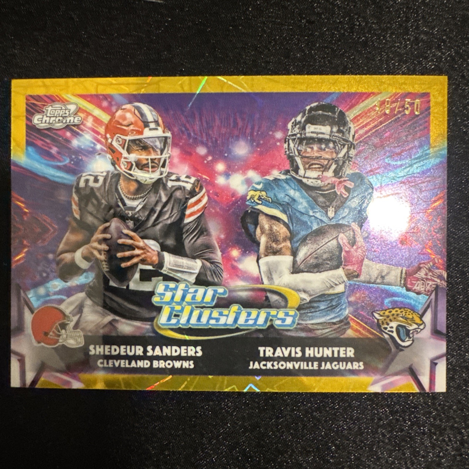 2025 Topps Cosmic Chrome /50 Star Clusters Shedeur Sanders/Travis Hunter #SC-2