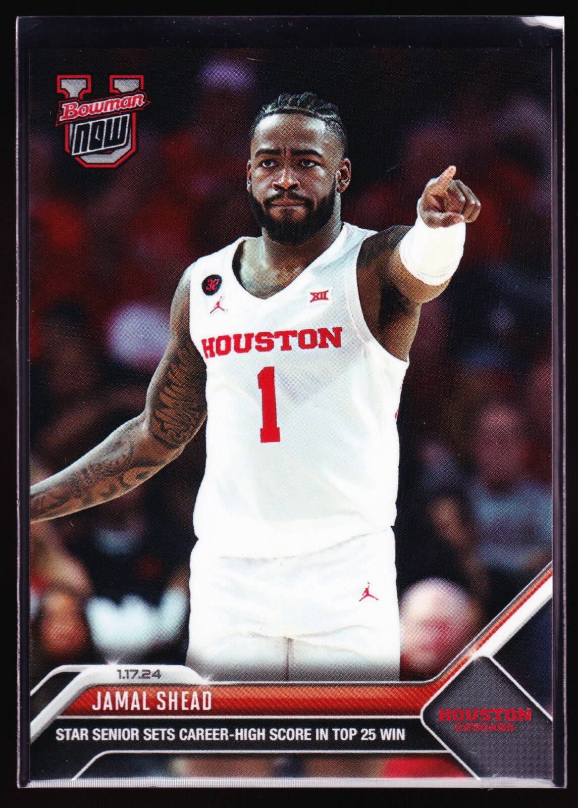 Jamal Shead Houston Cougars Beat Texas Tech 2023 Bowman U Now #34 SP Base