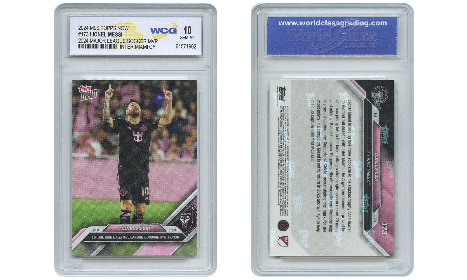 2024 MLS Topps Now LIONEL MESSI Soccer League MVP Card #173 Graded GEM MINT 10