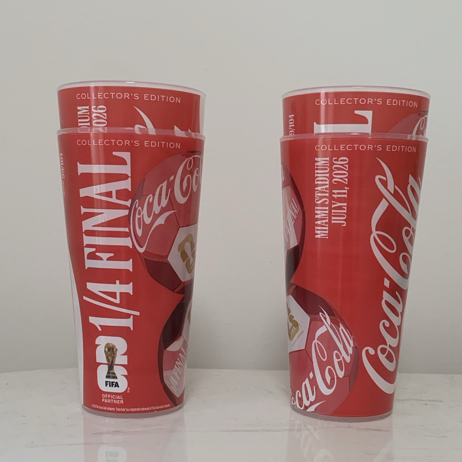 4 Coca-Cola Collectors Edition Match 99/104 Quarter Final Norway VS England Cups