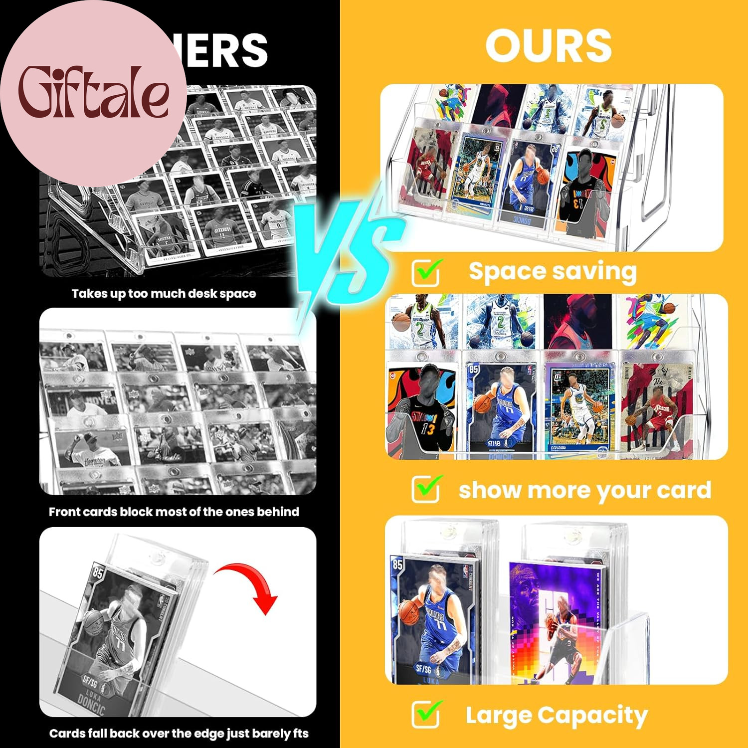 5 Tier Acrylic Card Display Stand，Baseball Basketball Trading Card Display Stand