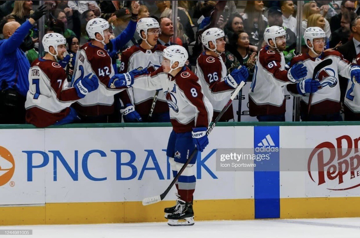 Colorado Avalanche Game Used Cale Makar 200 Point Gloves Photomatched VS Dallas