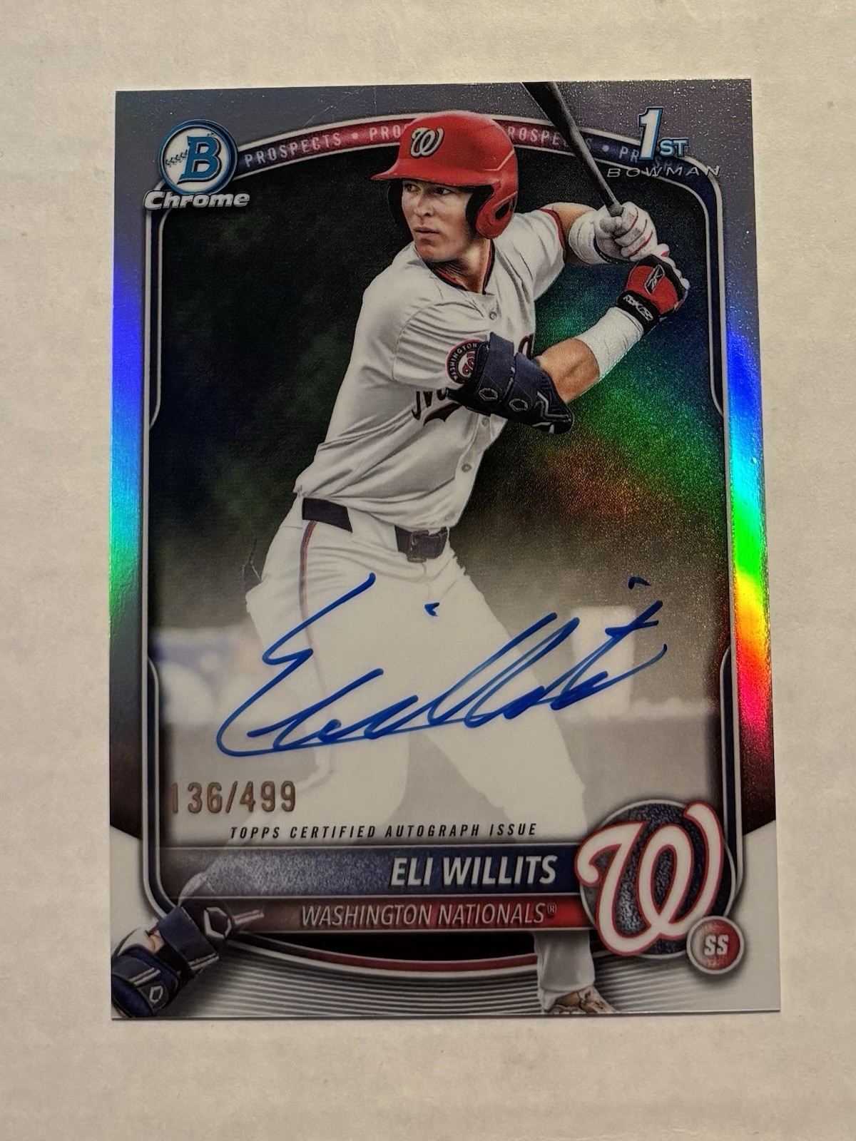2025 Bowman Chrome Draft 1st Eli Willits Refractor Auto /499 Rookie RC SP