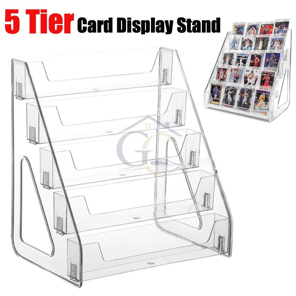 Card Display Stand 5-Tier Acrylic Organizer Clear Graded Card Shelf for Desk