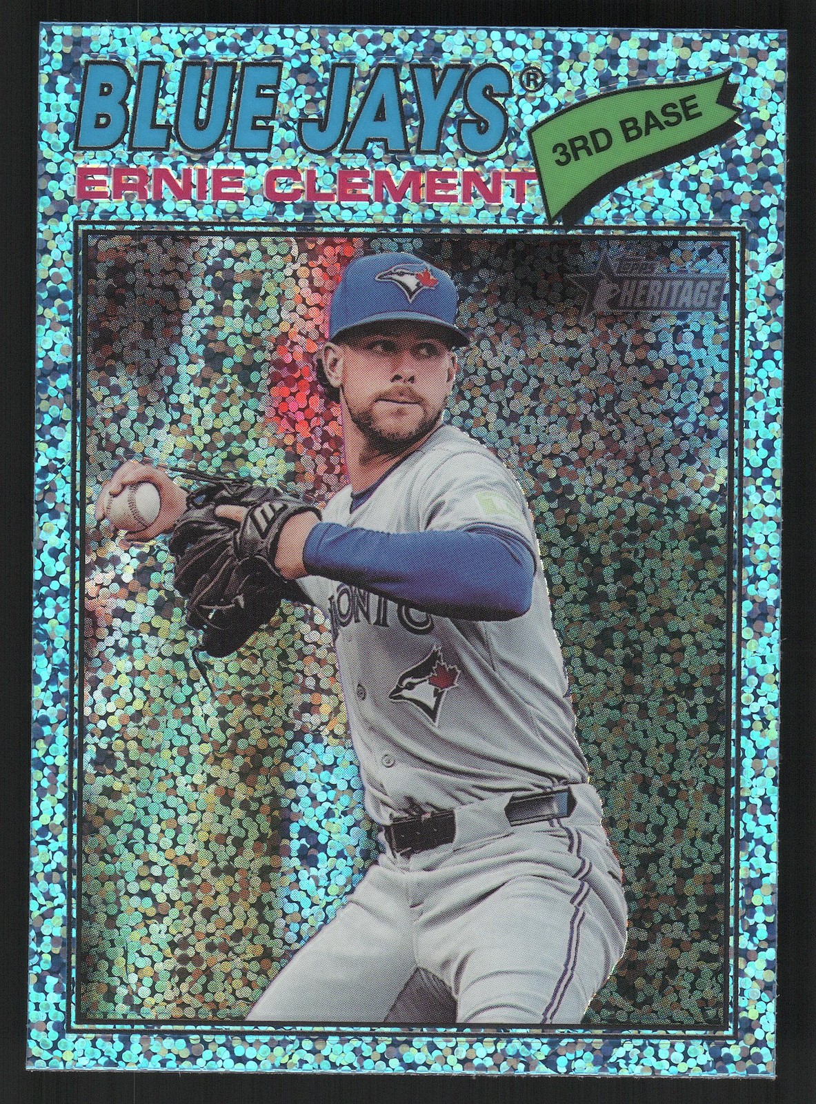 2026 Heritage #21 Ernie Clement Chrome Light Blue Sparkle Refractors Blue Jays