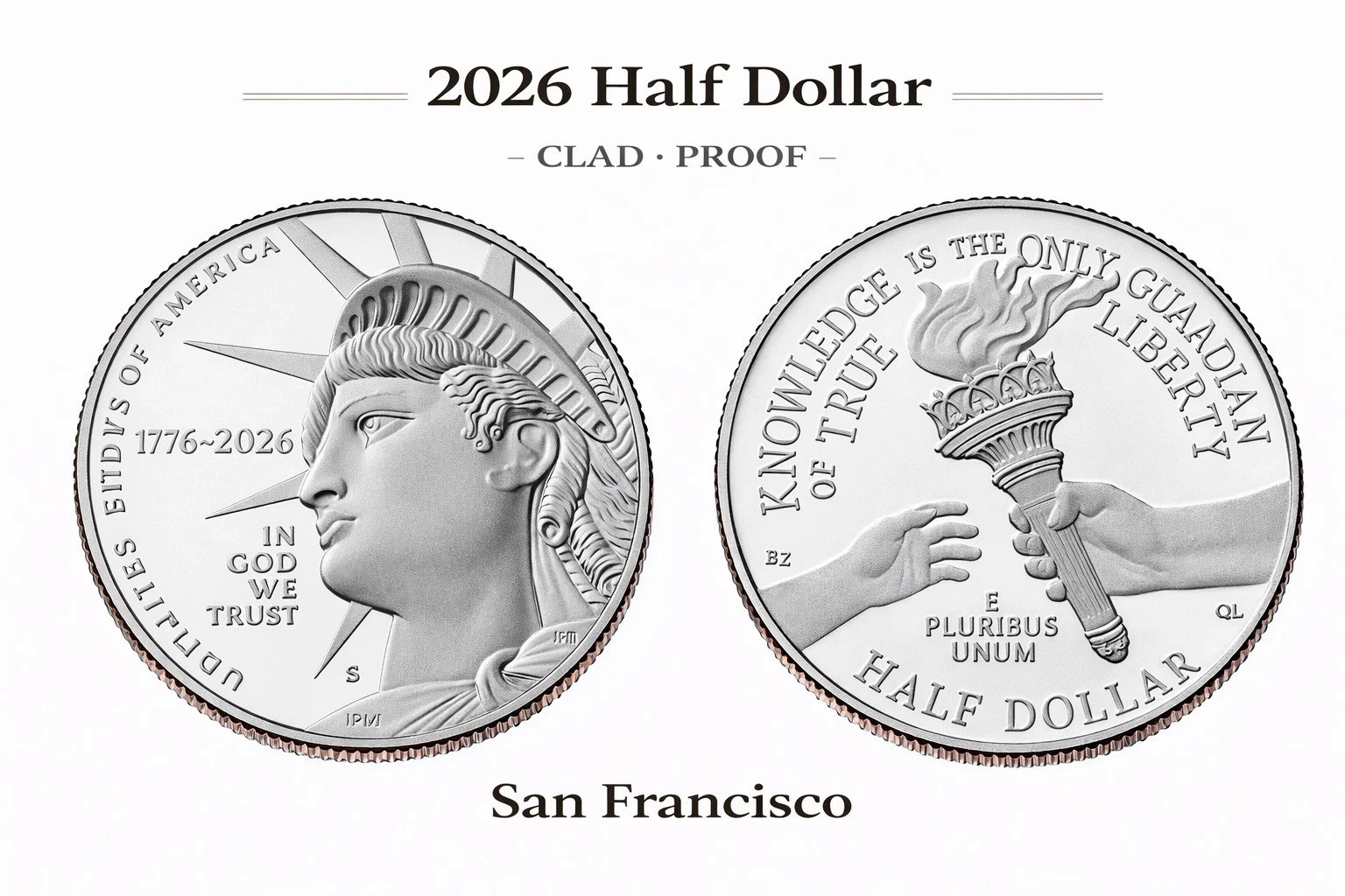 2026 S Dual Dated LIBERTY HALF D0ILAR *REMOVED FROM MINT SET