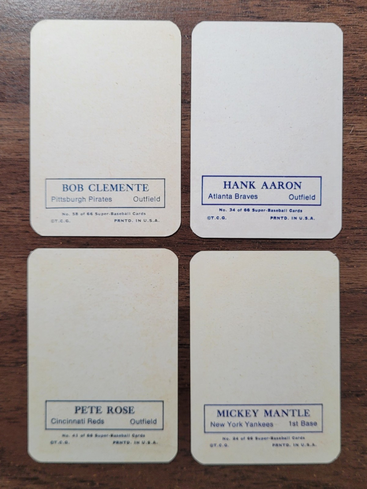 MANTLE CLEMENTE AARON ROSE – 1969 TOPPS SUPER RP CARDS – (READ DESCRIPTION)