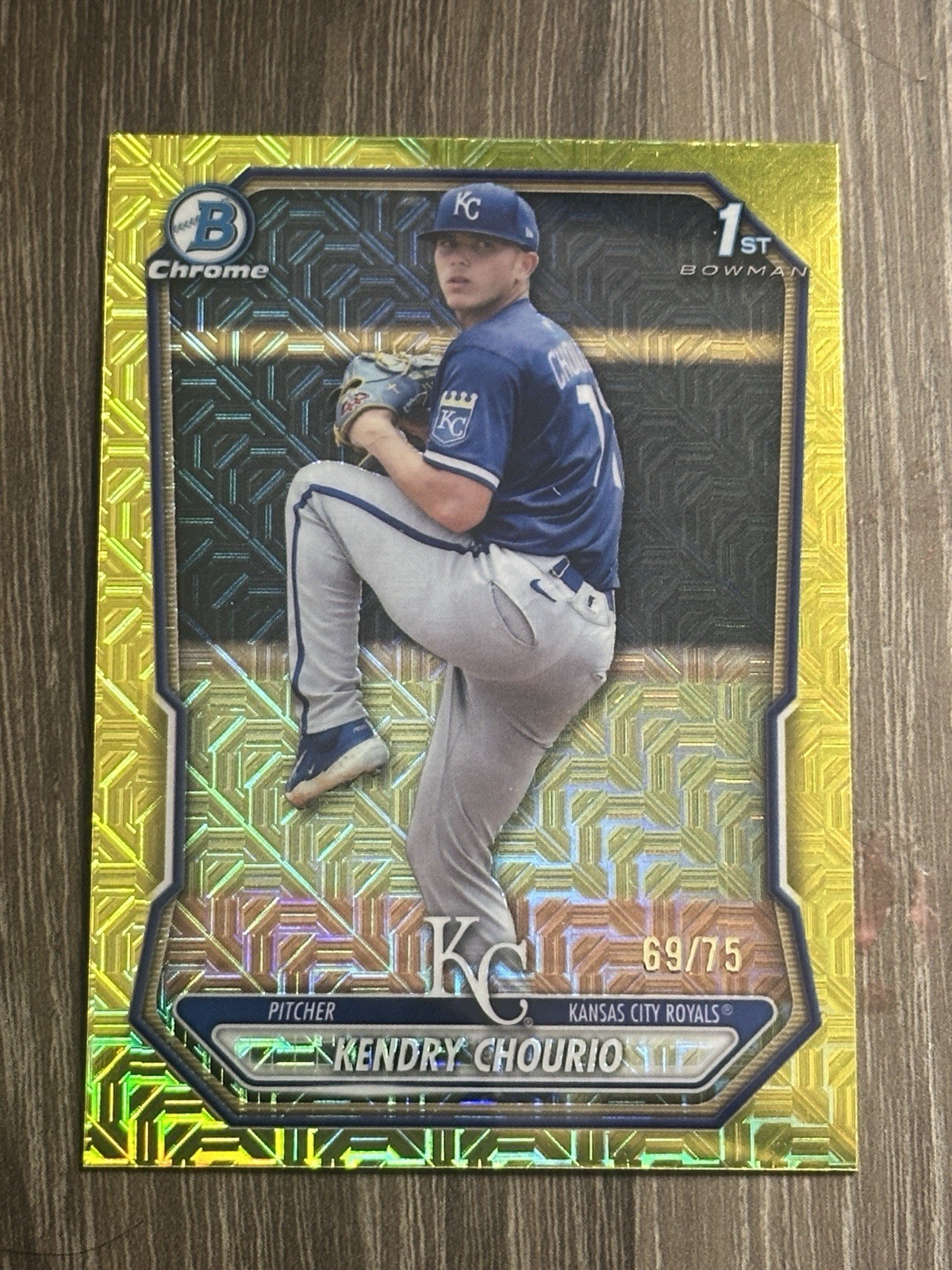 2026 Bowman Chrome Kendry Chourio BCP-7 Gold Mojo 1st Bowman /75 Royals