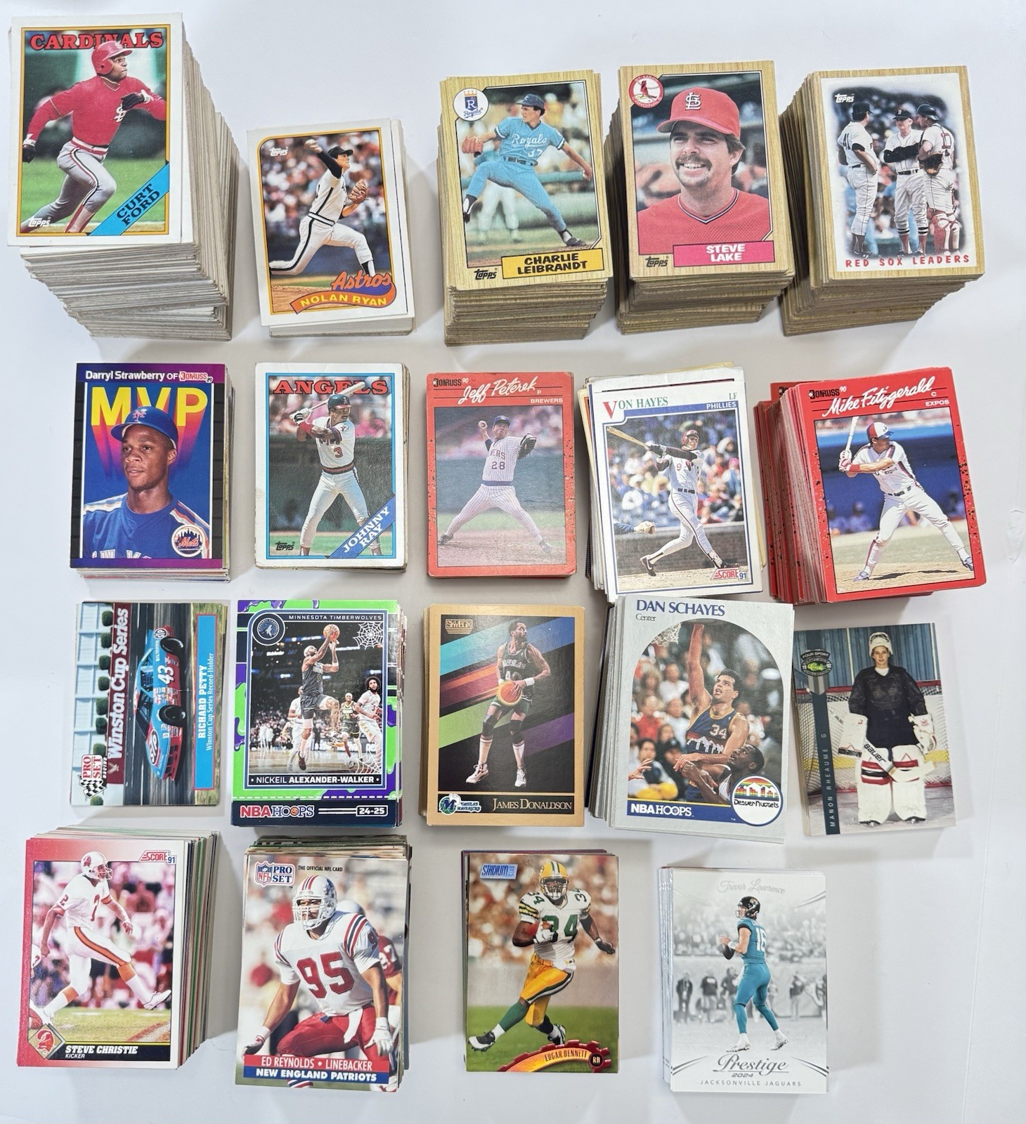 Mixed Sports Card Lot 1500-1800 Baseball Football Basketball Hockey Racing Cards