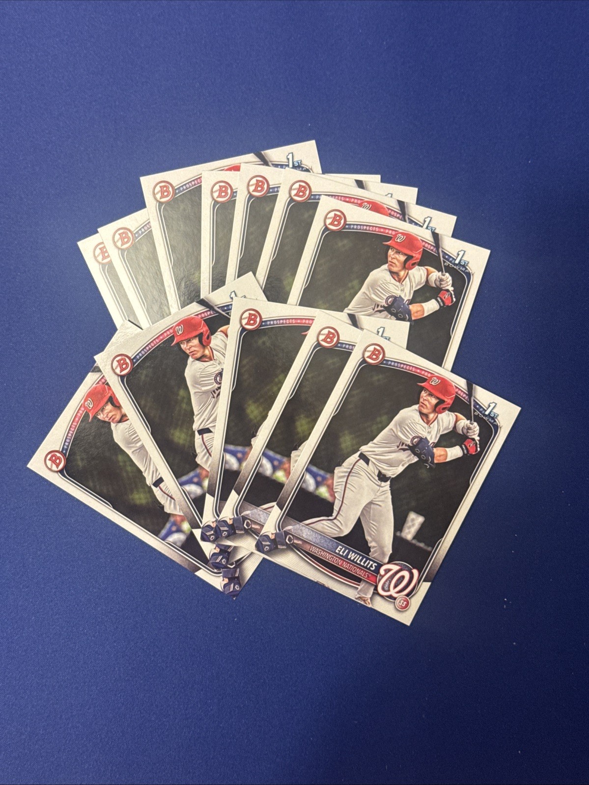 Lot (12) of Eli Willits 2025 1st Bowman Draft #BD1 Nationals