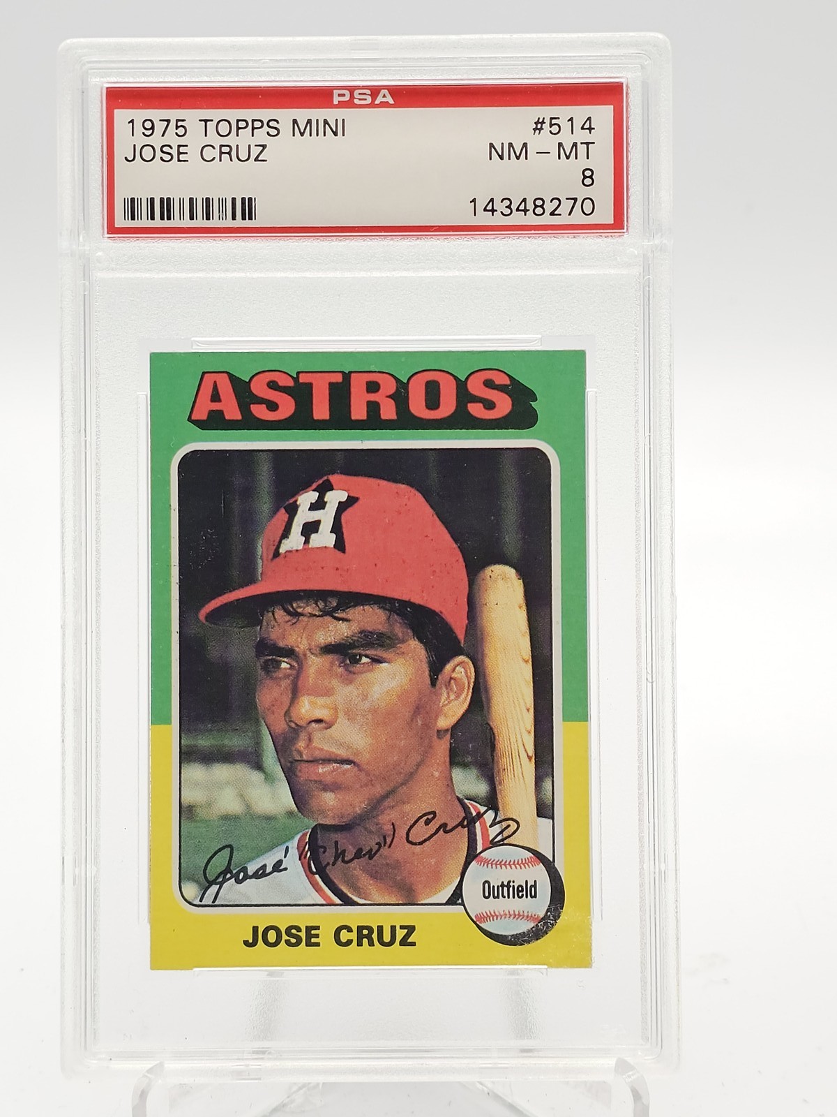 JOSE CRUZ 1975 TOPPS BASEBALL MINI #514 PSA 8 Q7113