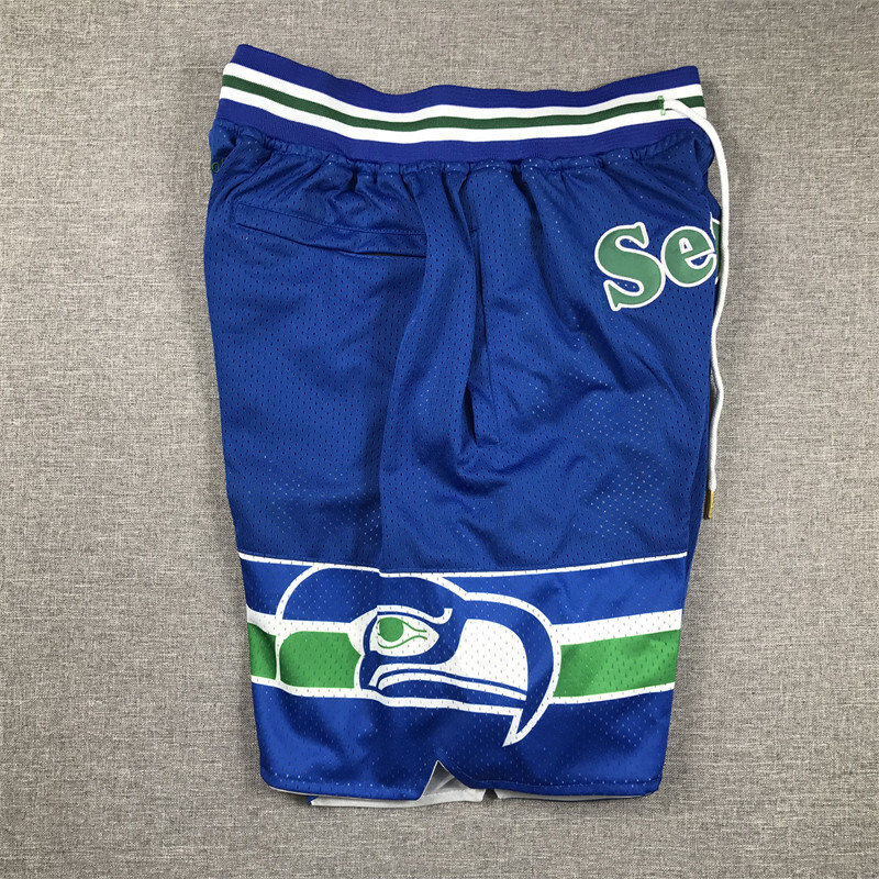 Seattle Seahawks NFL Men Blue Pockets stitched Shorts Size US