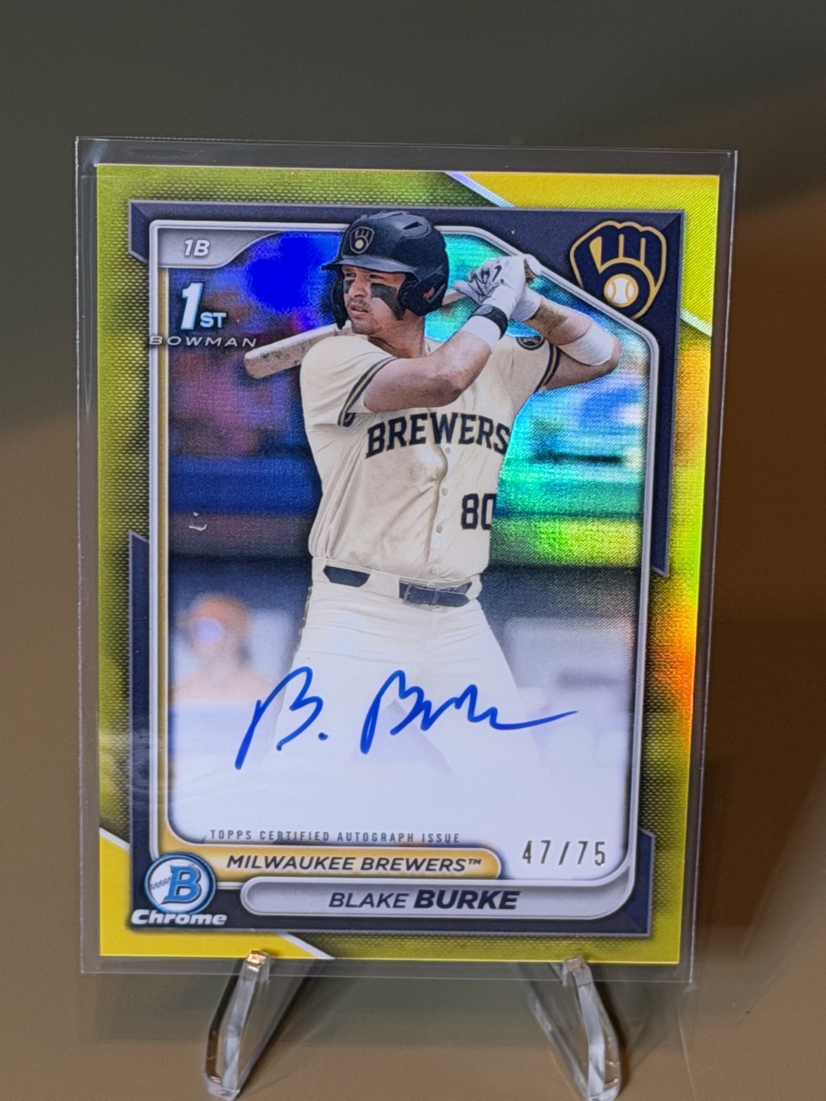 2024 Bowman Draft – Chrome Prospect Autographs Blake Burke #CPA-BB Yellow /75