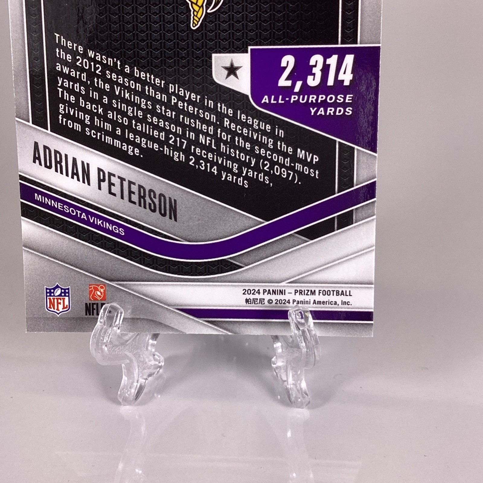 Adrian Peterson All Purpose SIlver Prizm 2024 Panini Prizm Minnesotav Vikings