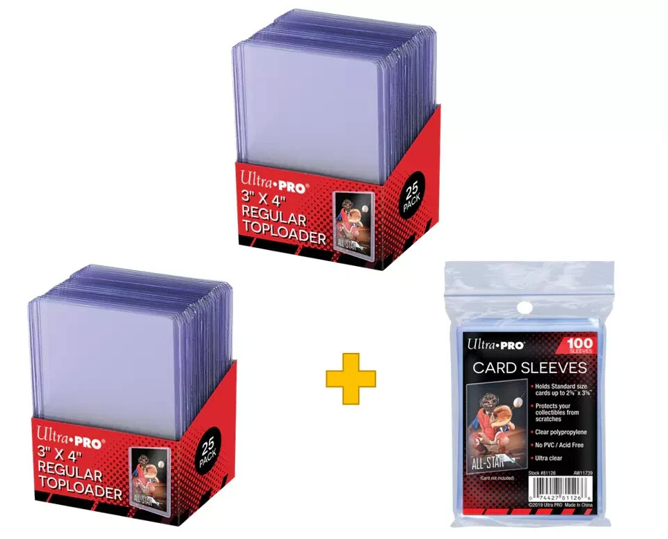 Ultra Pro – Regular Clear 3×4 Top Loaders & Soft Sleeves – 25, 50, 100, & 200!!!