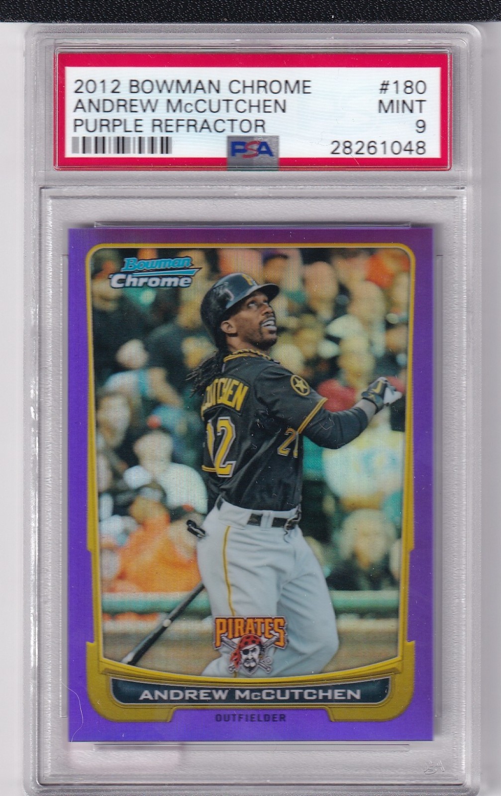 2012 Bowmam Chrome Andrew McCutchen #180 Purple Refractor 34/199 PSA 9