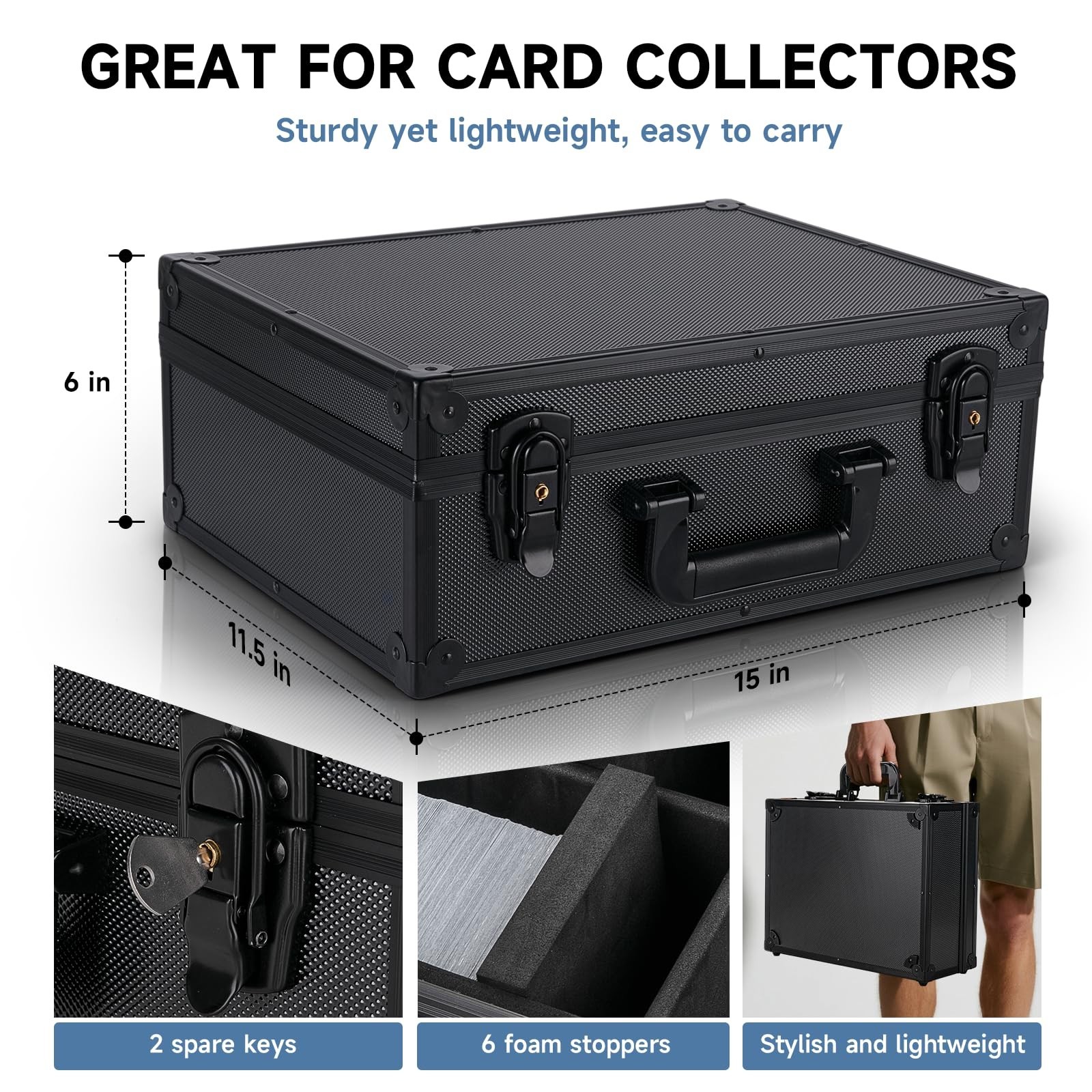 Large Capacity Trading Card Storage Box for 600+ 3″ x 4″ Toploaders, Hard Case w