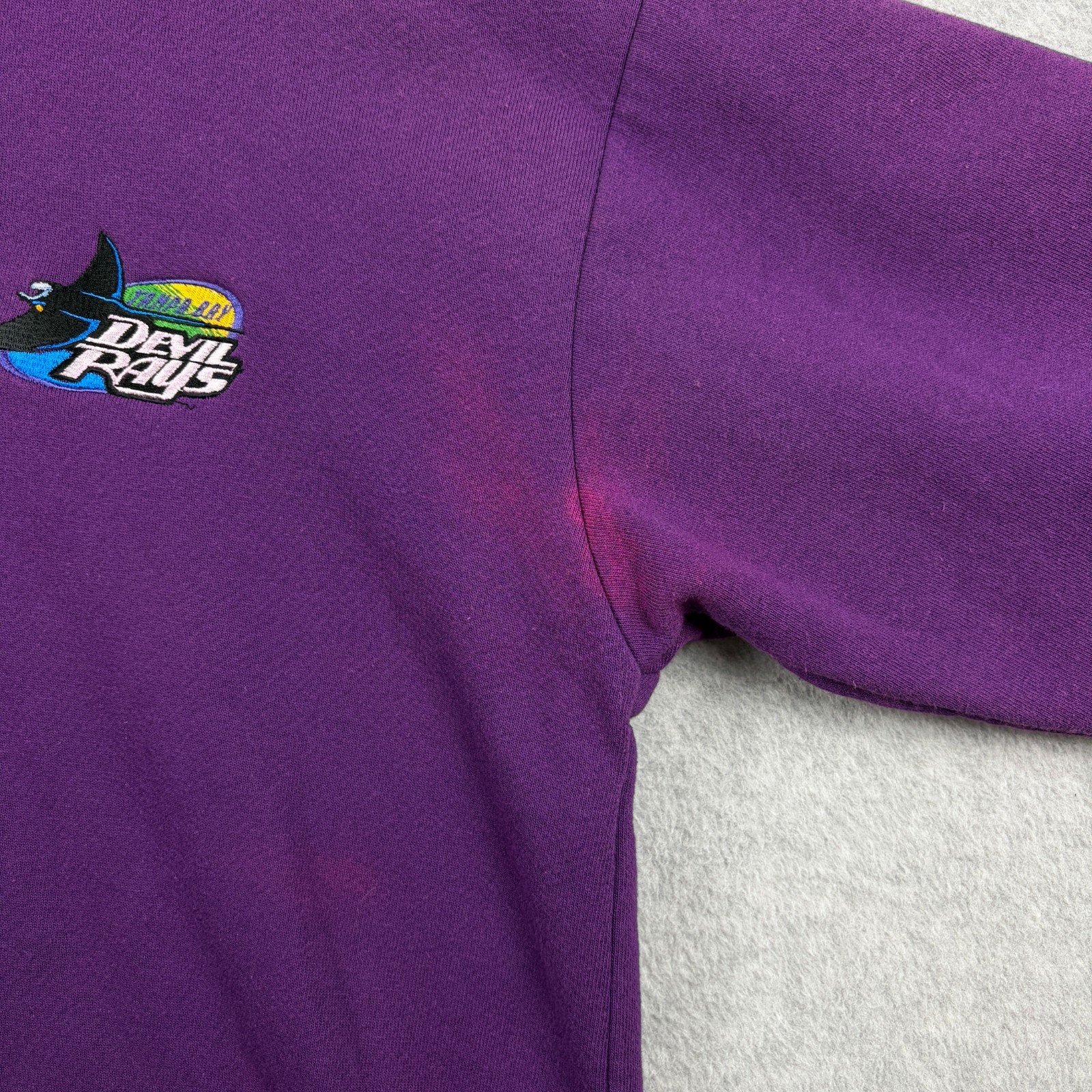 Vintage Tampa Bay Devil Rays Sweatshirt Mens XL Purple Henley Pullover 90s MLB