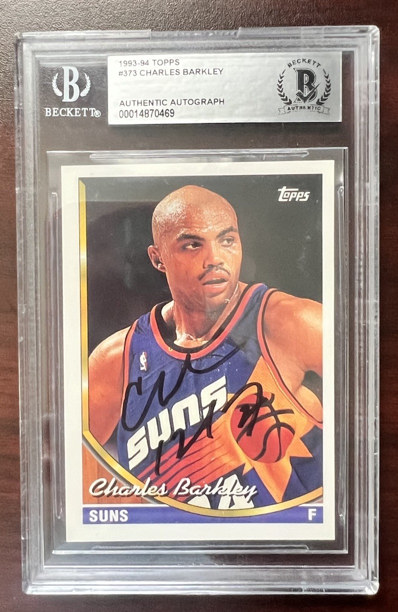 1993-94 Topps #373 Charles Barkley Autographed PHX Suns Beckett BAS