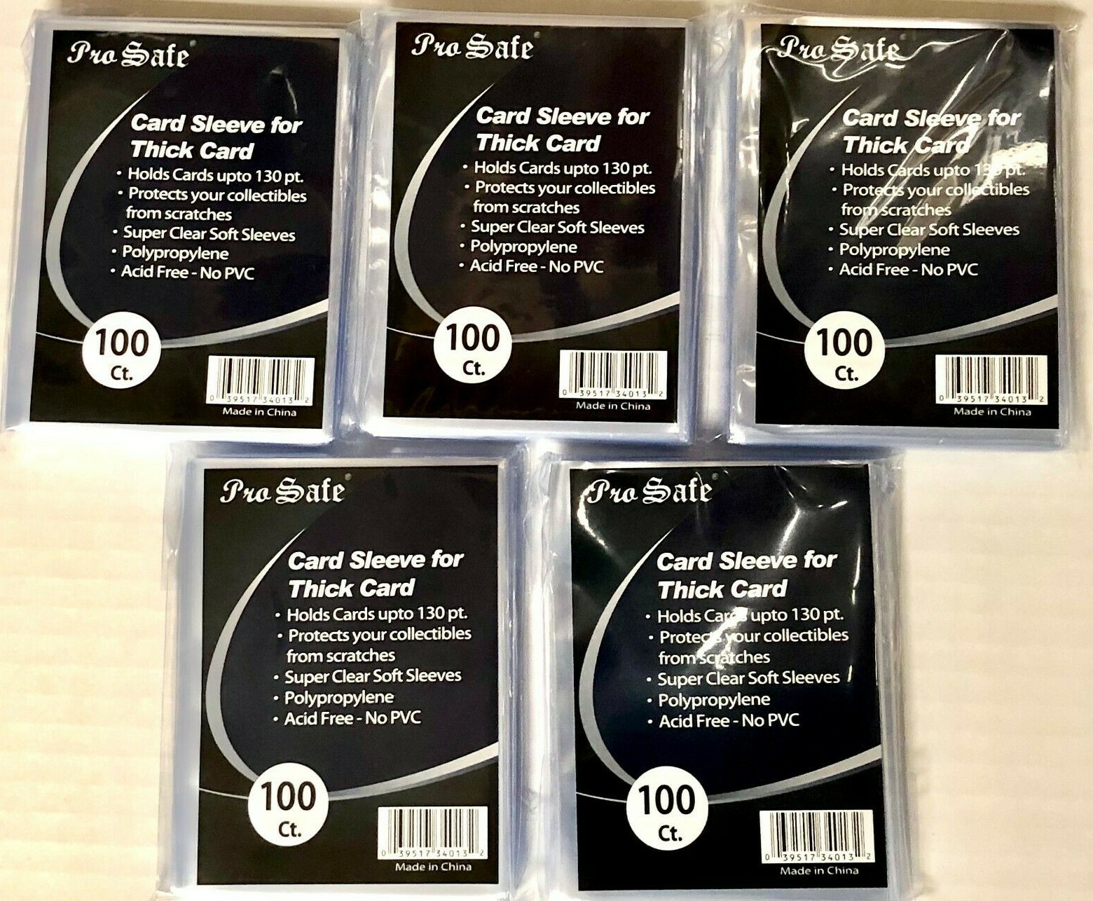 500 Pro Safe soft Penny Sleeves For Thick Cards 130pt 5 Packs of 100 NEW