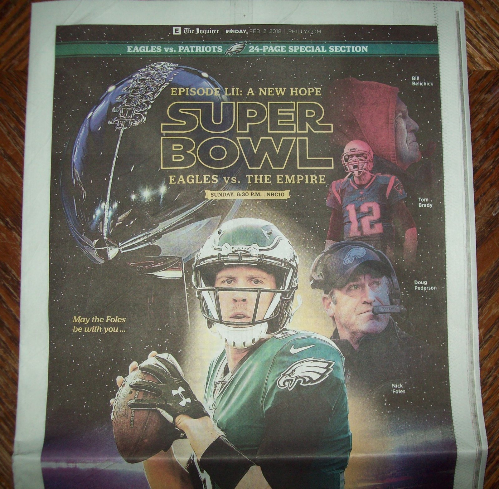Philadelphia Eagles vs The Evil Empire Patriots collectable newspaper Super Bowl