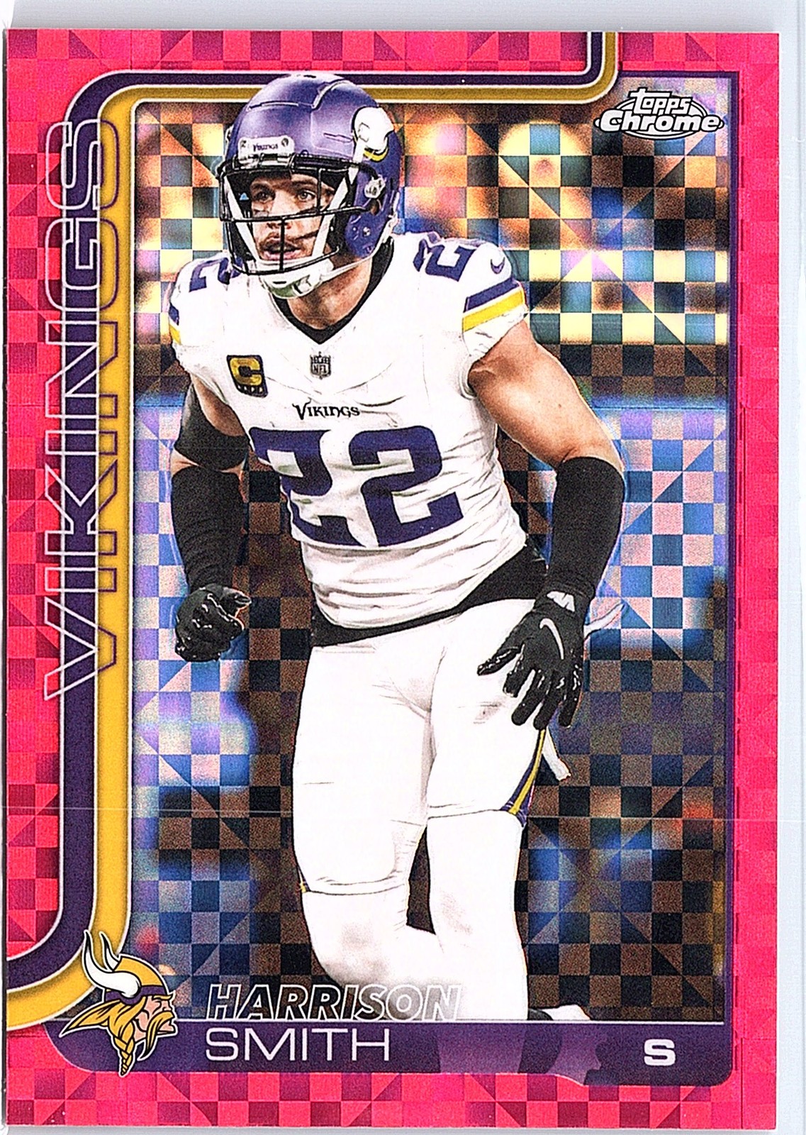 2025 Topps Chrome – Harrison Smith #204 HOT PINK X-FRACTOR Minnesota Vikings