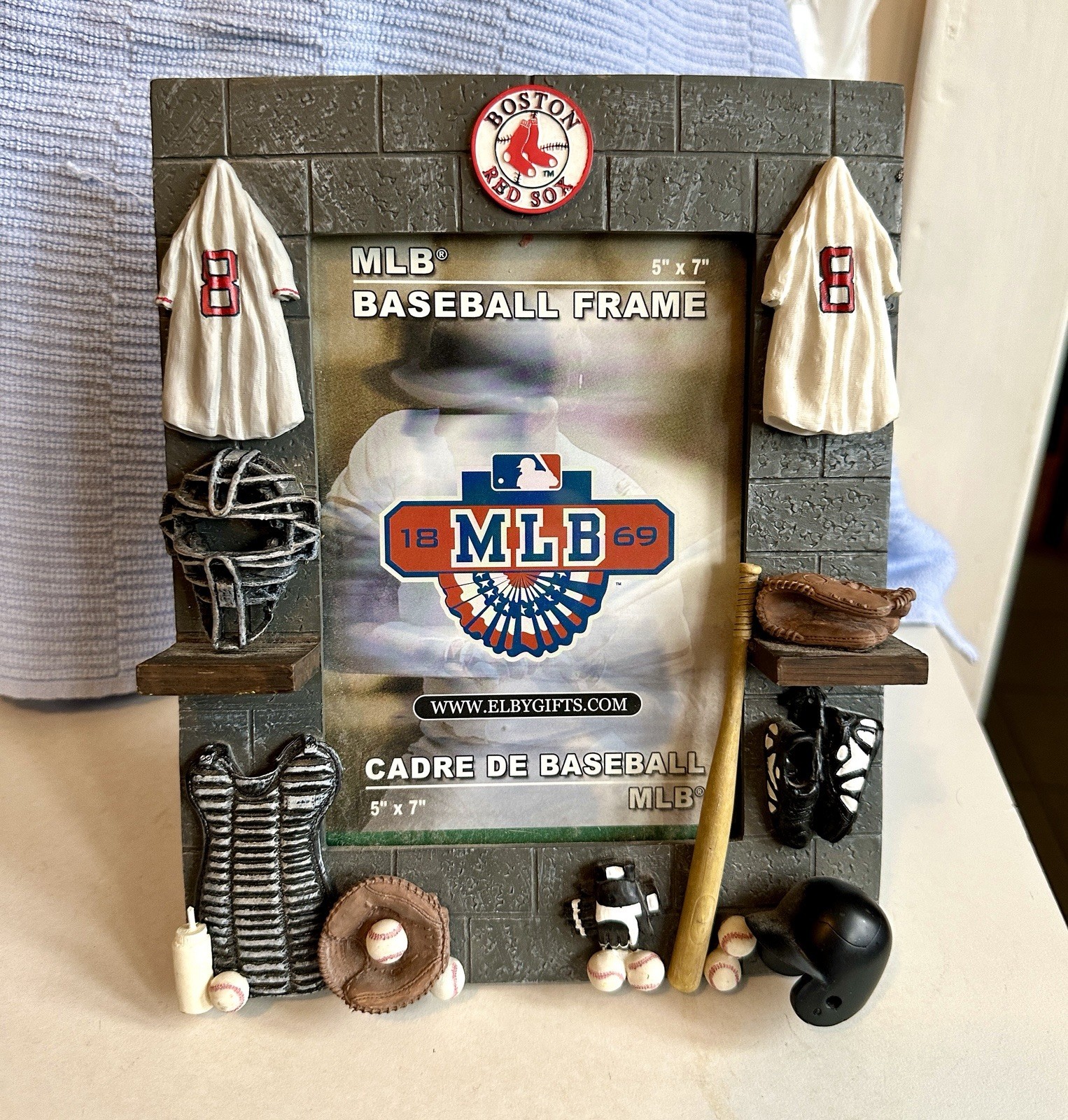 Boston Red Sox Picture Frame For 5×7” Photo EUC Elby Gifts MLB Resin