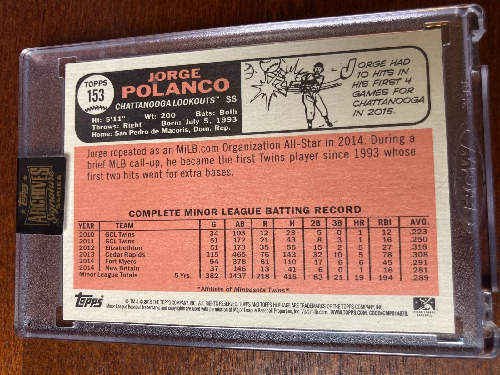 2021 Topps Archives Jorge Polanco Auto 01/08 Retro Autograph