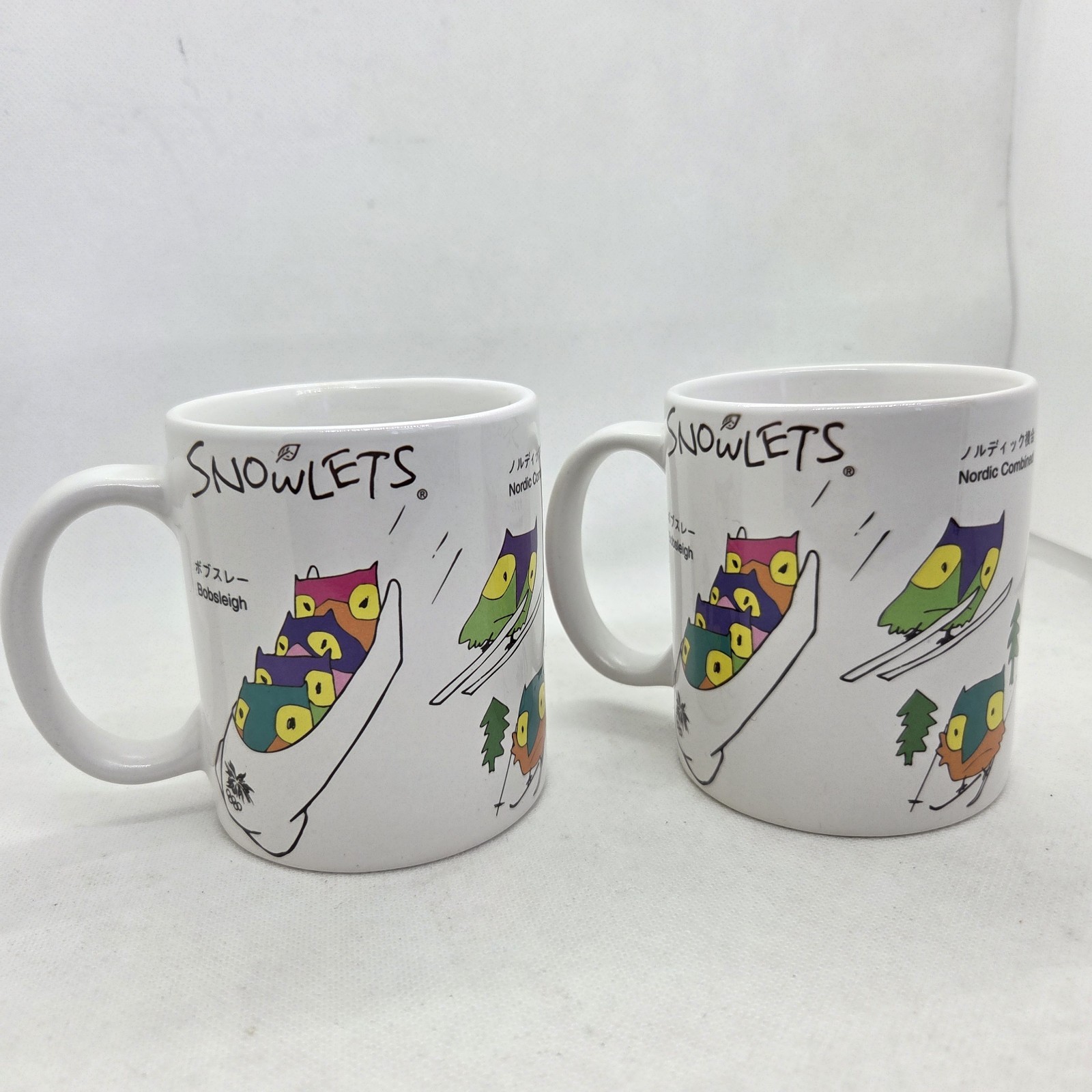 Vintage 1998 Nagano Japan Winter Olympics Snowlets Owls Birds Mascot Mugs Set