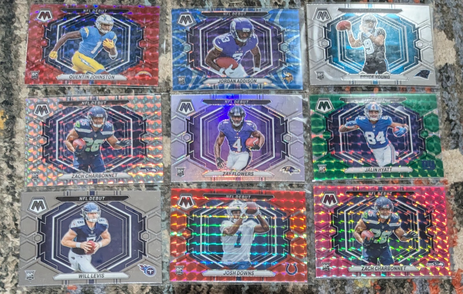 2023 Panini Mosaic Football – NFL Debut RC – Pick your Card – Parallel Rookies