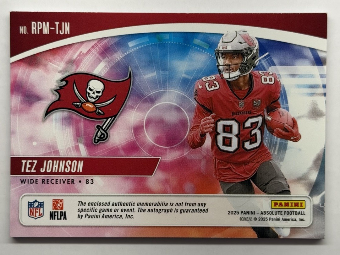 2025 Panini Absolute Tez Johnson Rookie Multi Color Tri Patch Auto /399