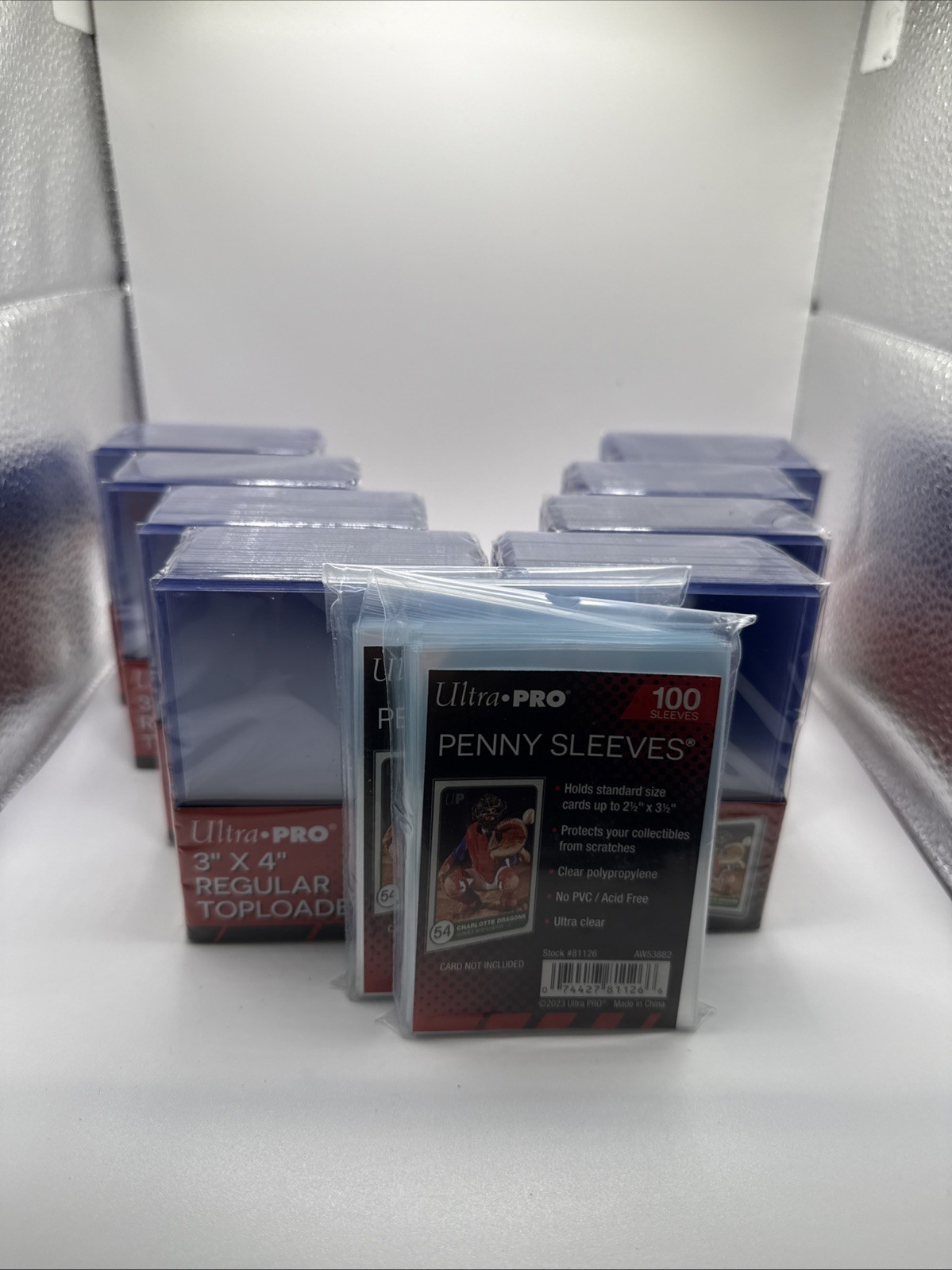 Ultra Pro 3X4 35pt Toploaders 8 Packs of 25 for Standard Cards and 200 sleeves