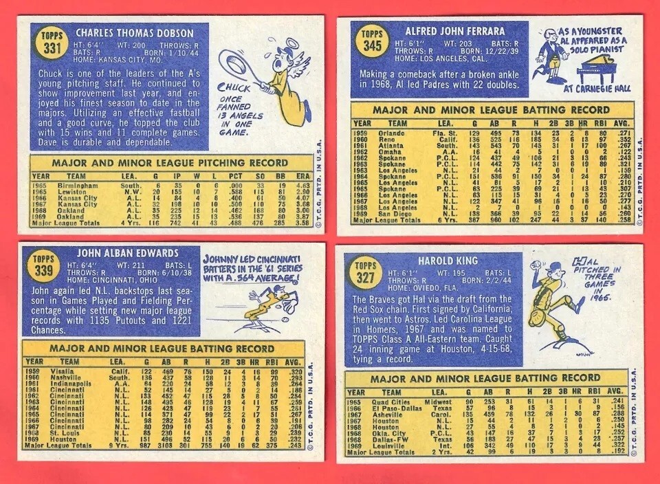 1970 Topps baseball – Mid-grade or better – 326 & up – You Pick ‘Em
