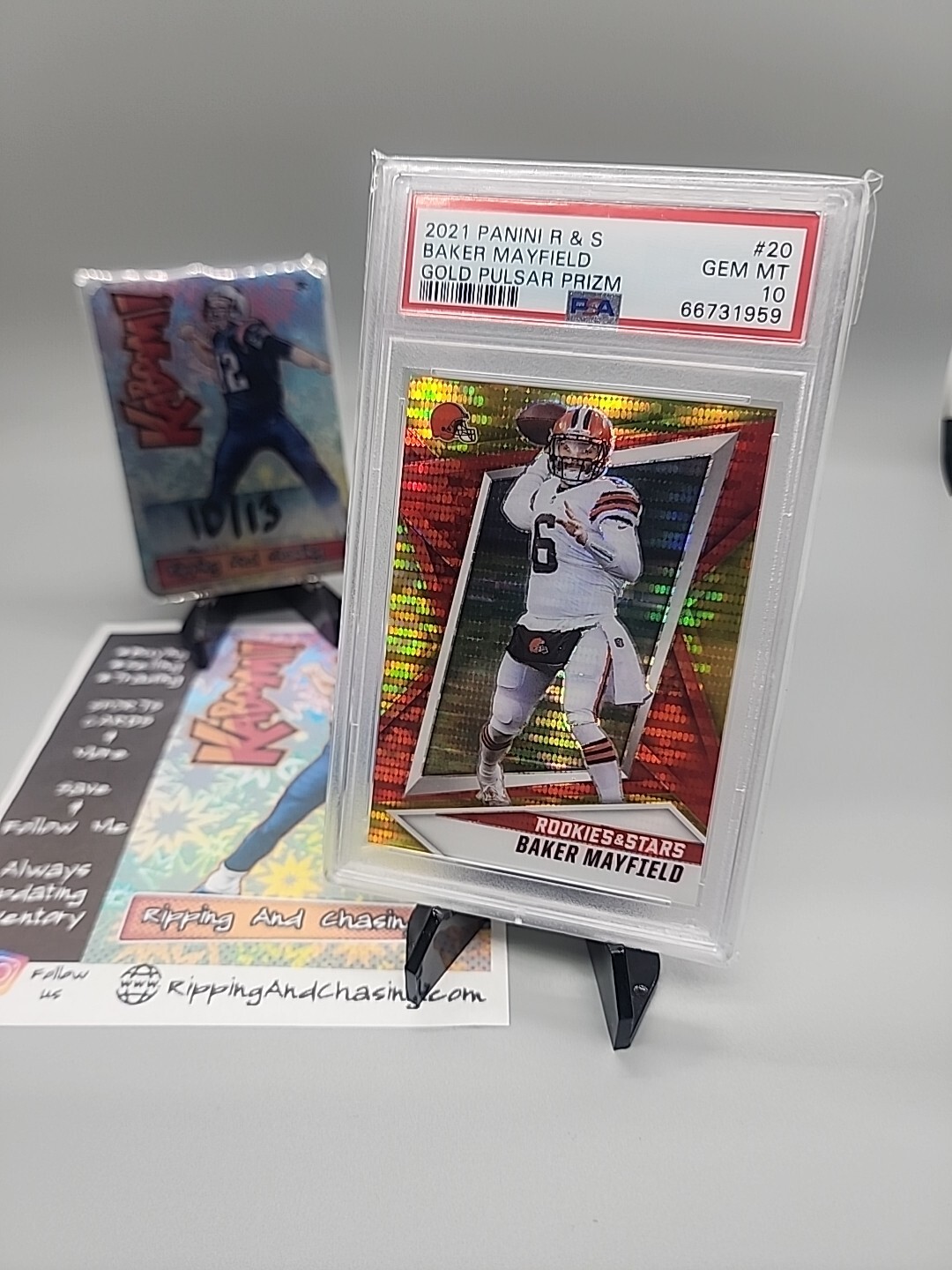 Baker Mayfield 2021 Rookies & Stars #20 GOLD PULSAR PRIZM /15 PSA 10 TB Bucs SSP