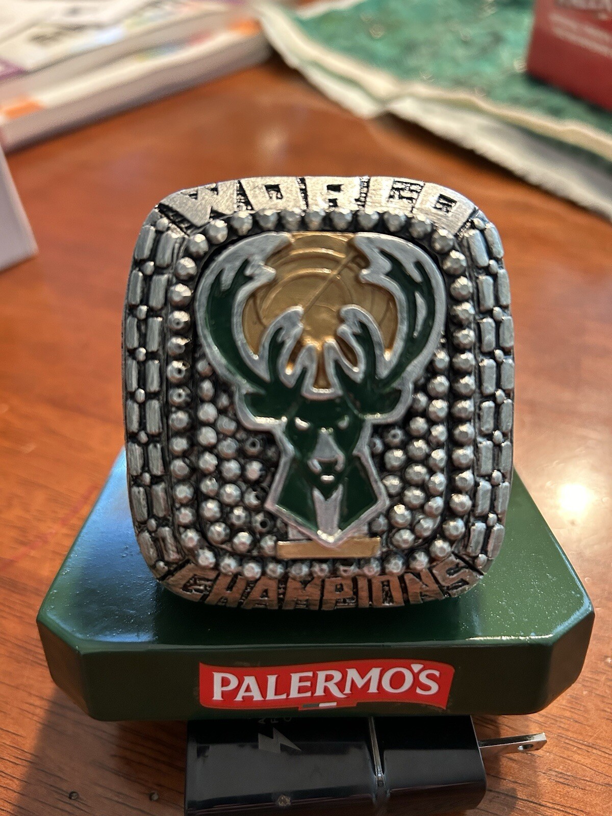 2021 Milwaukee Bucks Ltd Edition Championship Ring Replica Figurine 4×3.5×3.5 in