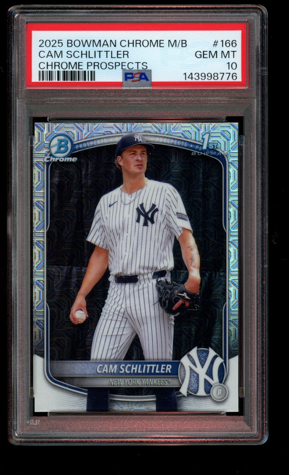 Cam Schlittler 2025 Bowman Chrome Mega Mojo Refractor #BCP-166 PSA 10