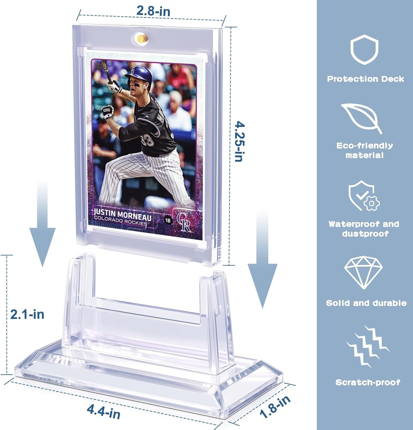 4Pcs Magnetic Card Holders For Trading Card 35Pt Hard Baseball Protector W Stand