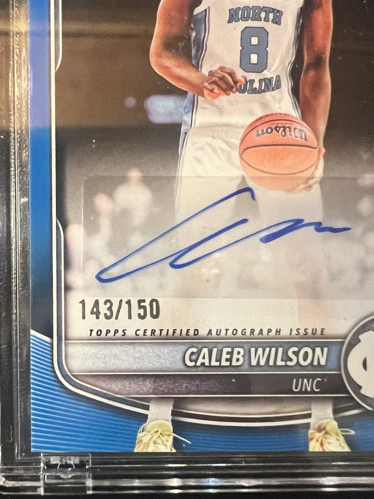 2025-26 Bowman U Caleb Wilson 1st Bowman Blue Autograph Card 143/150 Draft Pick!
