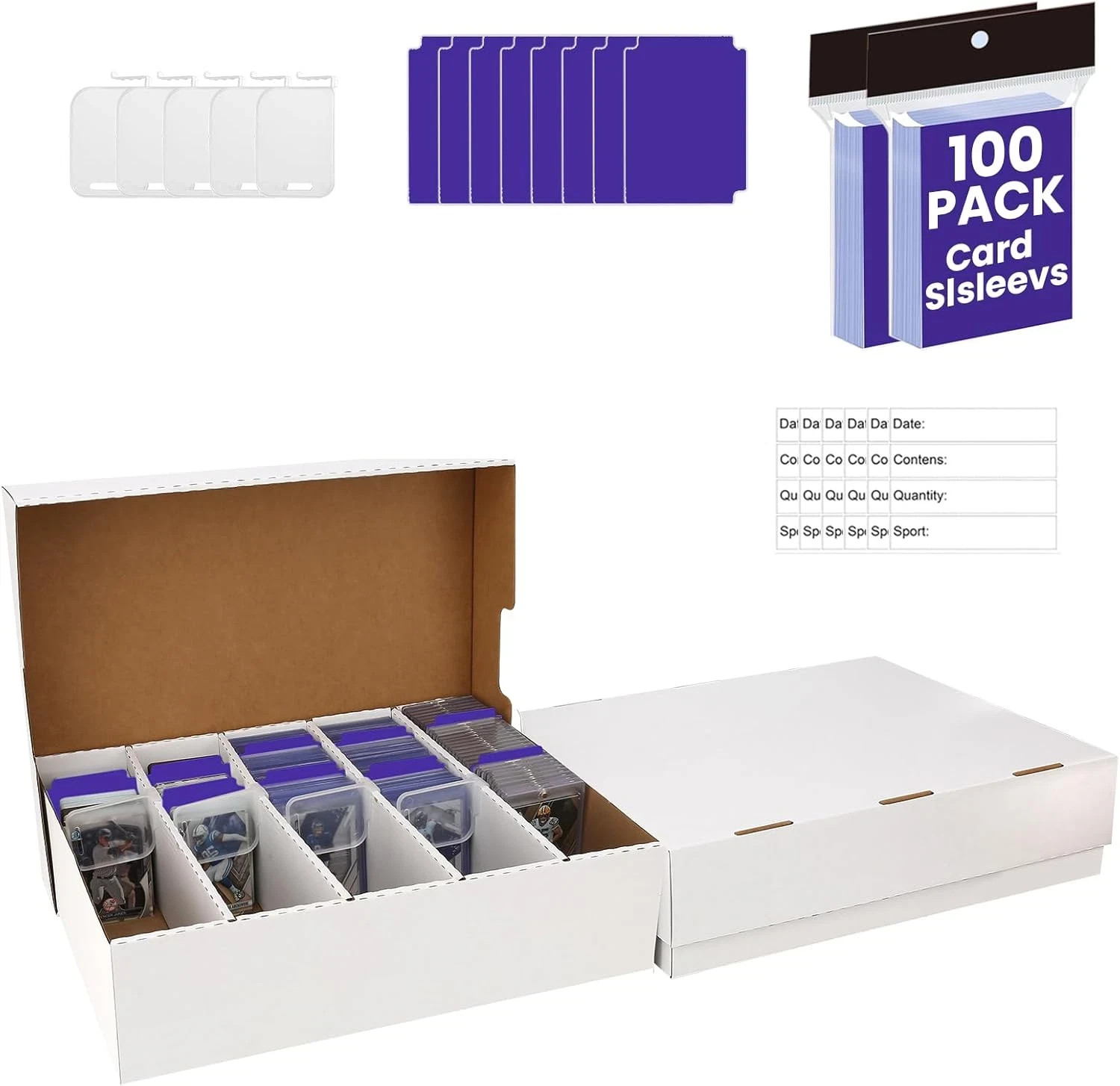 2 PACK Sports Card Box 3940 Count Cardboard Trading Card Storage Box,Bulk Card S