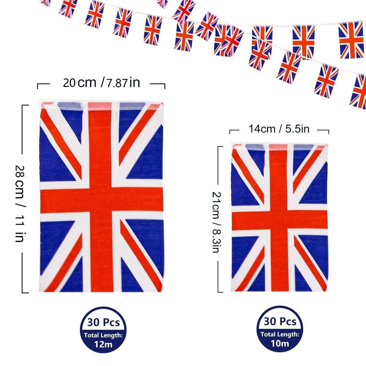 AhfuLife 30 Pcs Union Jack String Flags for VJ-Day 5.51×8.26 in-30 Pcs, UK