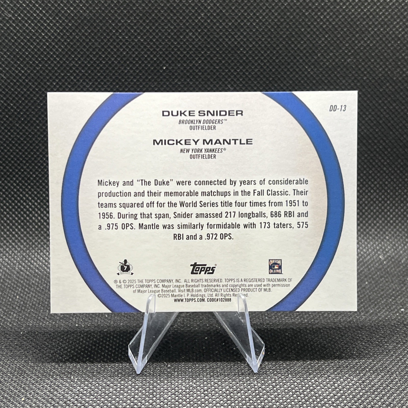 2025 Topps Series 2 #DD-13 Dynamic Duo Duke Snider / Mickey Mantle
