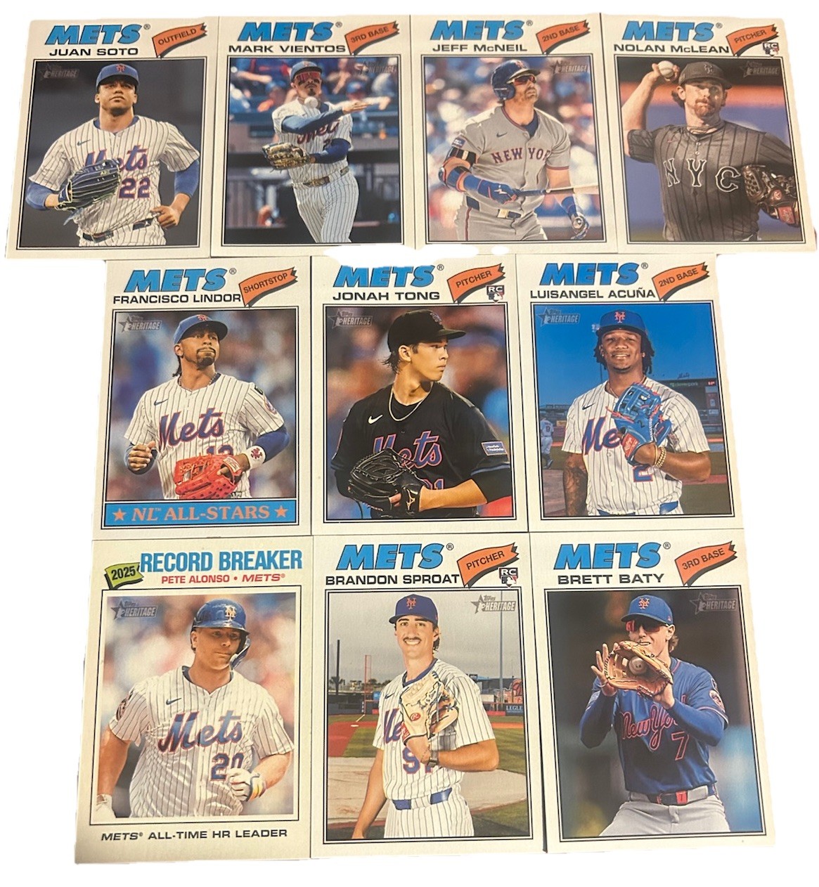 2026 Topps Heritage – NY Mets – Base Team Set of (10) – McLean Song RCs