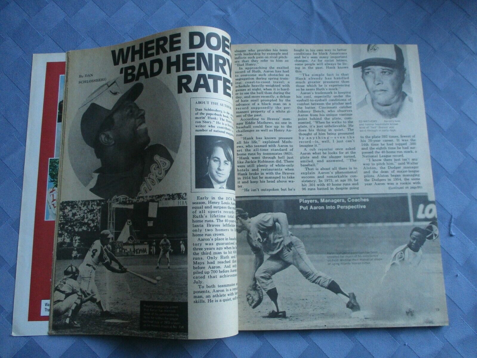 HANK AARON AUTOGRAPHED ‘BASEBALL’ MAGAZINE 1974 JSA CERTIFIED SIGNED M81909