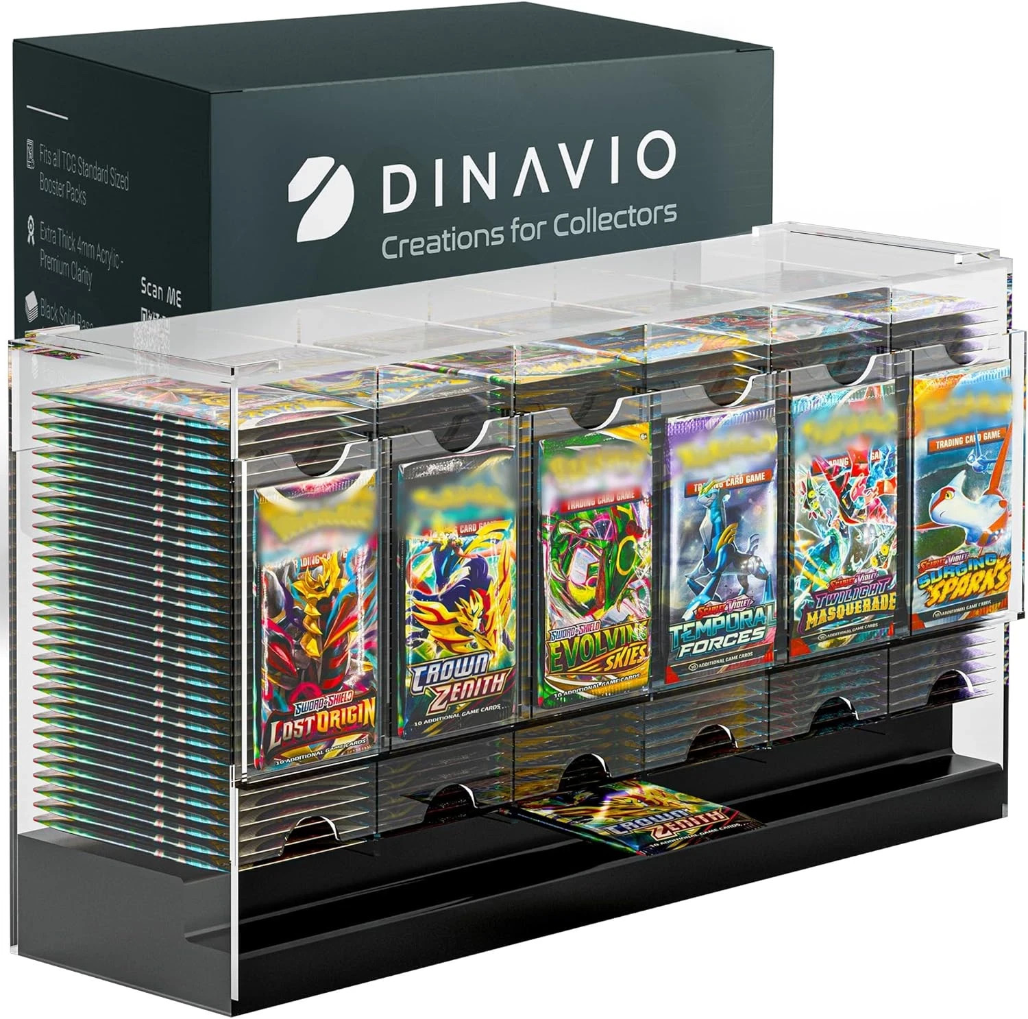 6 Slot Booster Pack Dispenser with Black Base Fits 240 Booster Packs for Dispen