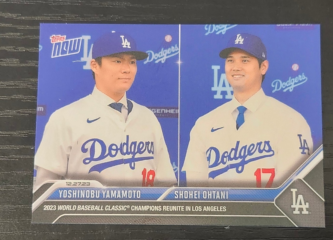 2023 Topps NOW #OS-26 Yoshinobu Yamamoto & Shohei Ohtani Reunite In LA Dodgers