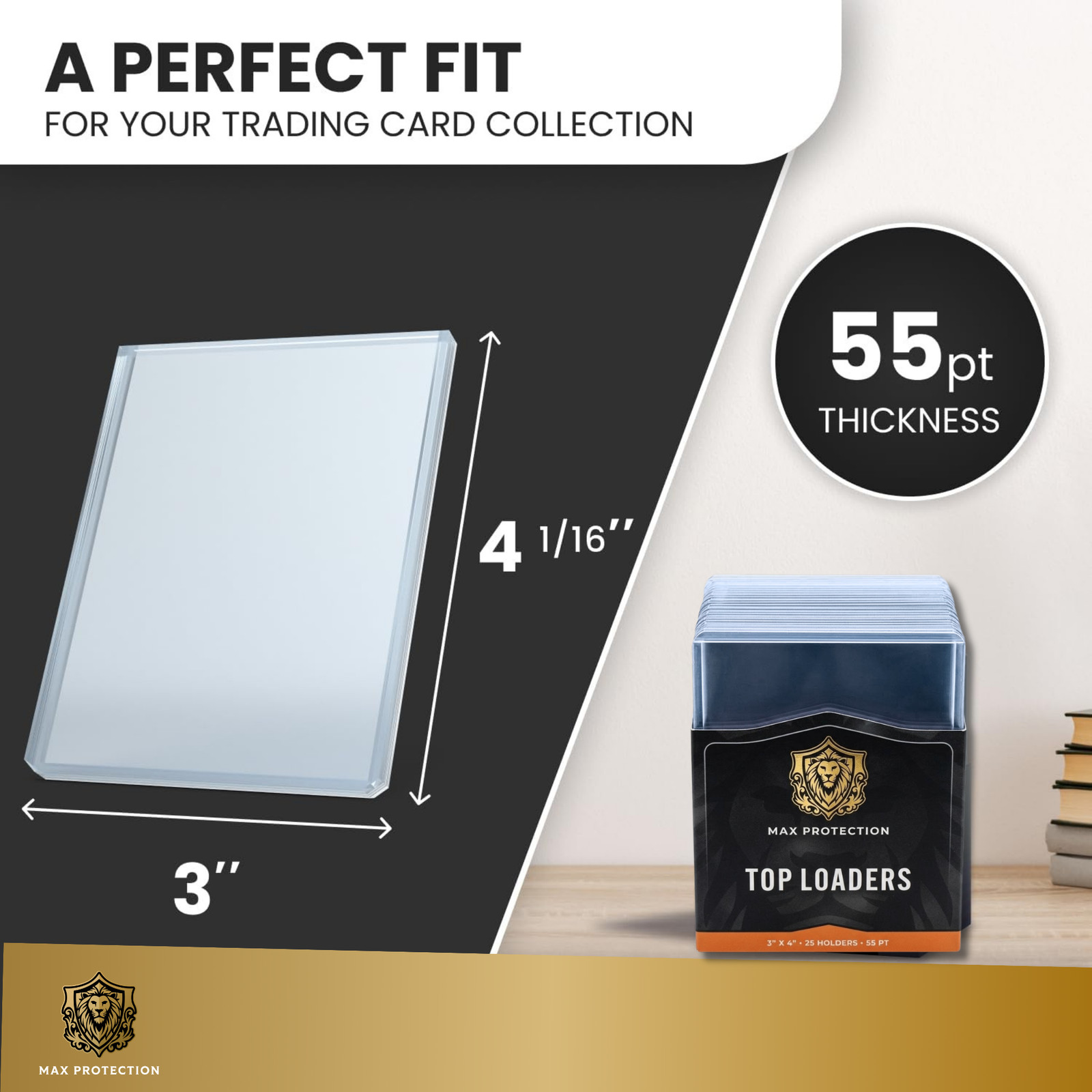 100 Max Protection 55pt Clear Thick Trading Card Toploaders Holders Protectors